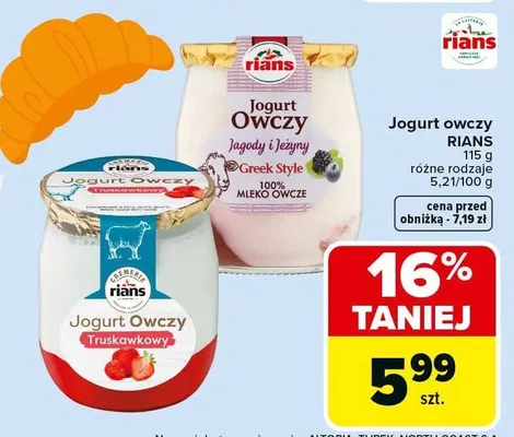 Jogurt owczy, różne rodzaje Rians promocja w Carrefour