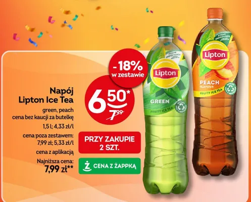 Napój Lipton Ice Tea green, peach promocja w Żabka