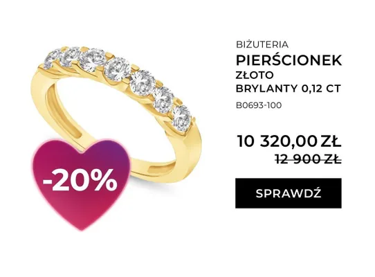 Pierścionek złoto brylanty 0,12 ct promocja w Briju