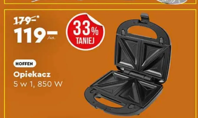 Opiekacz 5 w 1, 850 W promocja w Biedronka