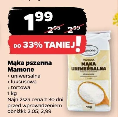 Mąka pszenna Mamone (uniwersalna, luksusowa, tortowa) 1 kg promocja w Netto