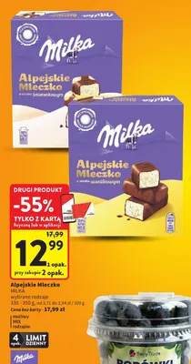 Czekolada Alpejskie Mleczko Milka o smaku śmietankowym promocja w Intermarche