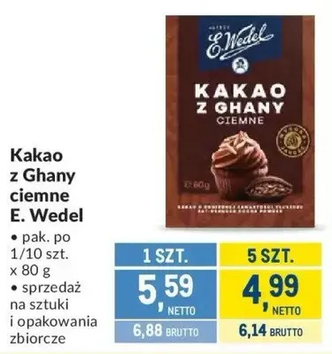 Kakao z Ghany ciemne E. Wedel promocja w Makro