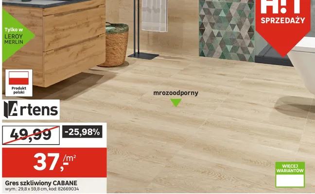 Gres szkliwiony CABANE promocja w Leroy Merlin