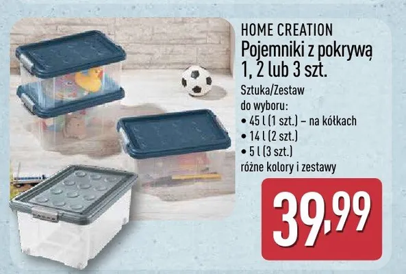 Pojemniki z pokrywą 1, 2 lub 3 szt. Home Creation promocja w Aldi