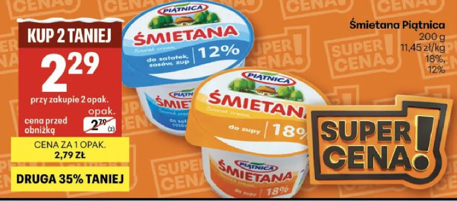 Śmietana Piątnica 200 g promocja w Delikatesy Centrum
