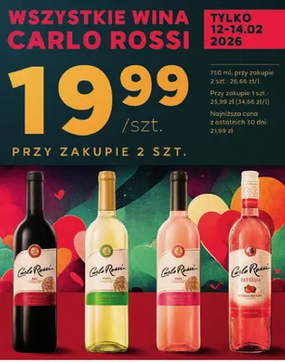 Wino Carlo rossi refresh strawberry promocja w Stokrotka