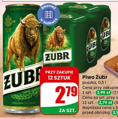 Piwo Żubr puszka promocja w Dino