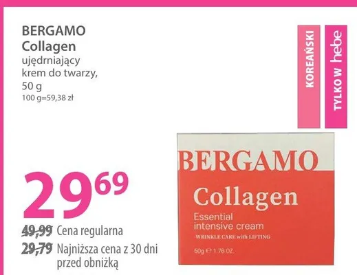 Krem Collagen ujędrniający do twarzy Bergamo promocja w Hebe