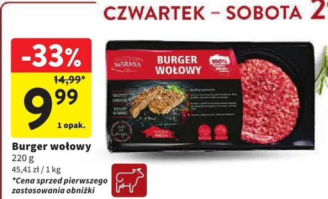Burger wołowy Kraina mięs promocja w Intermarche