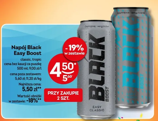 Napój energetyczny Black Easy Boost classic, tropic promocja w Żabka