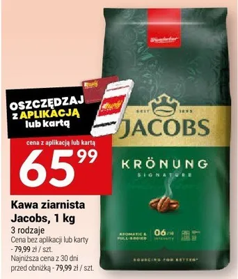 Kawa ziarnista Jacobs, 1 kg promocja w Twój Market