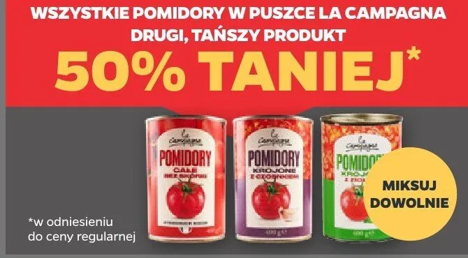 Pomidory w puszce (różne rodzaje) promocja w Netto