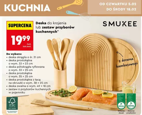 Deska do krojenia lub zestaw przyborów kuchennych promocja w Biedronka