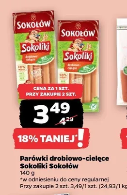 Parówki drobiowo-cielęce Sokoliki Sokołów promocja w Netto