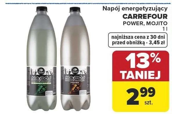 Napój energetyzujący POWER, MOJITO Carrefour promocja w Carrefour Market