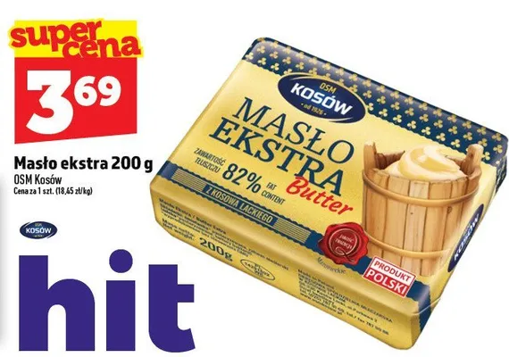 Masło ekstra Kosów 200 g promocja w TOPAZ