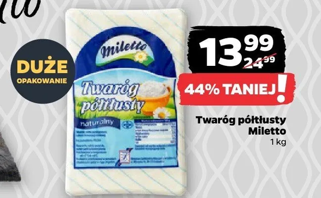 Twaróg półtłusty promocja w Netto