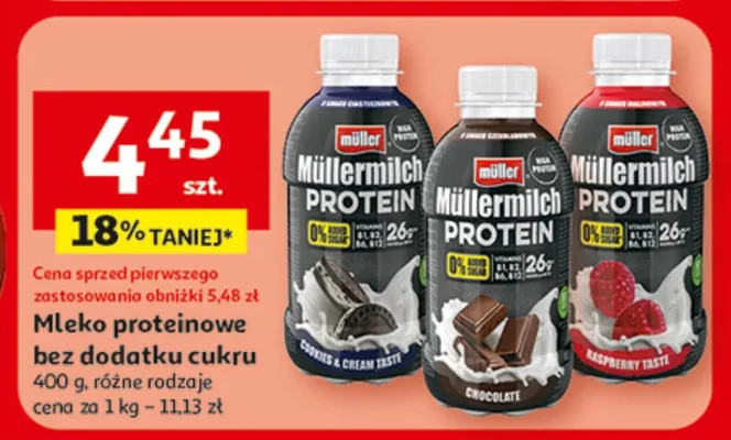 Mleko proteinowe bez dodatku cukru Müllermilch Protein, 400 g, różne rodzaje promocja