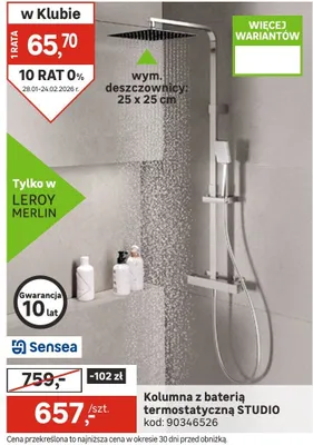 Kolumna z baterią termostatyczną STUDIO promocja w Leroy Merlin