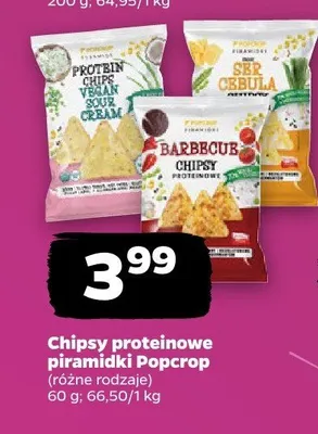 Chipsy proteinowe piramidki Popcrop różne rodzaje promocja w Netto