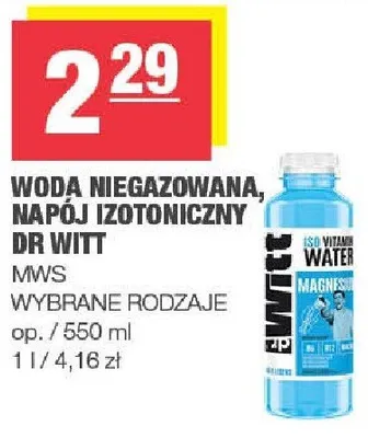 Woda niegazowana, napój izotoniczny DR WITT MWS promocja w SPAR