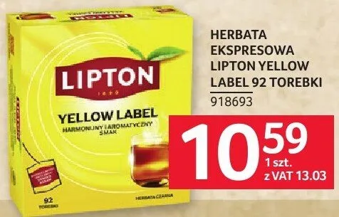 Herbata ekspresowa Lipton Yellow Label 92 torebki promocja w Selgros