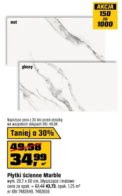 Płytki ścienne Marble mat promocja w OBI