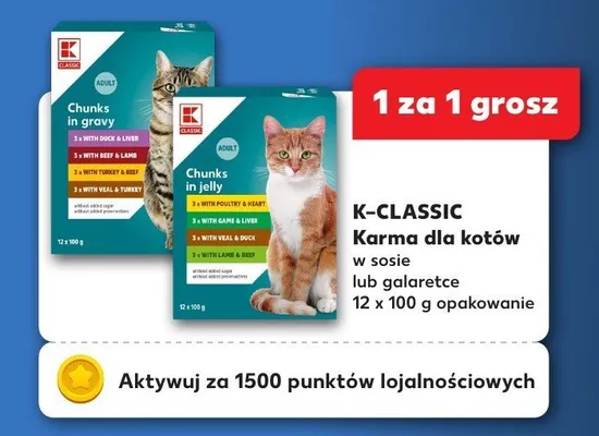 Karma dla kotów w sosie lub galaretce 12x100 g K-Classic promocja w Kaufland