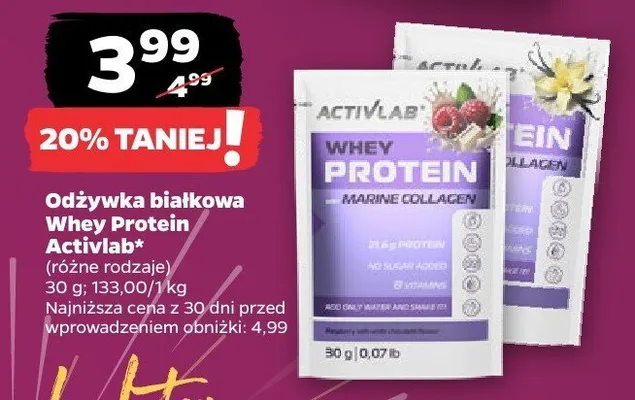 Odżywka białkowa Whey Protein ActivLab+ różne rodzaje promocja w Netto