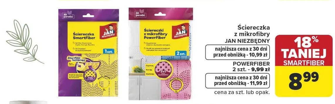 Ściereczka z mikrofibry SMARTFIBER 1 szt. Jan Niezbędny promocja w Carrefour