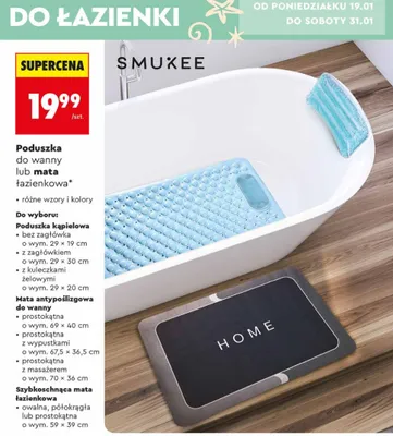 Szybkoschnąca mata łazienkowa SMUKEE promocja w Biedronka