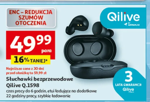 Słuchawki bezprzewodowe Qilive Q.1598 promocja w Auchan
