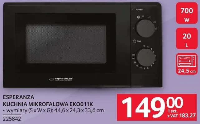Kuchenka mikrofalowa Esperanza EK0011K promocja w Selgros