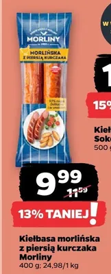 Kielbasa morlińska z piersią kurczaka Morliny promocja w Netto