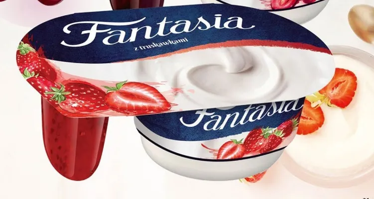 Jogurt z truskawkami Fantasia promocja w Dino