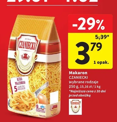 Makaron Czaniecki wybrane rodzaje promocja w Intermarche