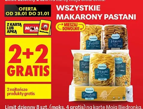 Makaron pastani wszystkie rodzaje promocja w Biedronka