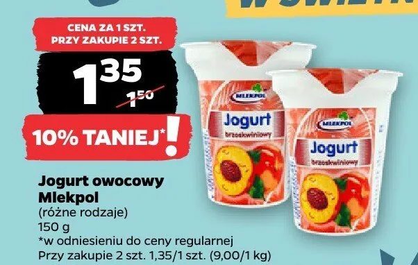 Jogurt owocowy Mlekpol (różne rodzaje) promocja w Netto