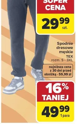 Spodnie dresowe męskie s-xxl Tex promocja w Carrefour