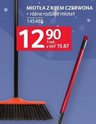 Miotła z kijem czerwona Selgros promocja w Selgros