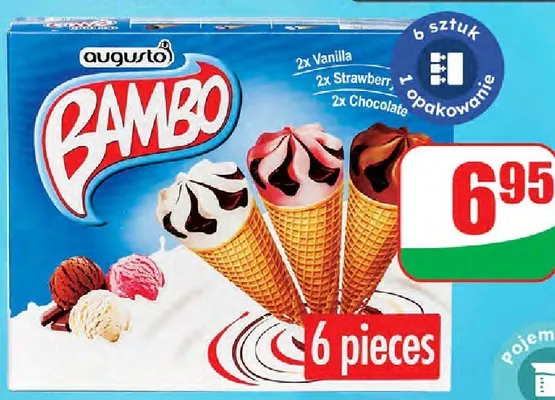 Lody rożek multipack Bambo promocja w Dino