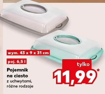 Pojemnik na ciasto z uchwytami 43x9x31 cm, różne rodzaje Kaufland promocja w Kaufland