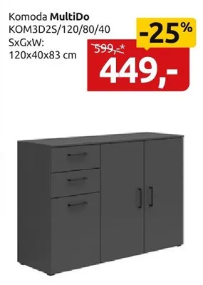Komoda Multido KOM3D2S/120/80/40 SxGxW: 120x40x83 cm promocja w Black Red White