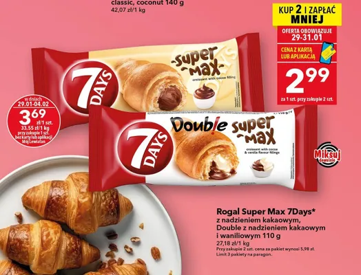 Rogal Super Max 7Days z nadzieniem kakaowym 110 g promocja w LEWIATAN