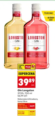 Gin Longston Watermelon & Strawberry 37,5%, 700 ml promocja w Biedronka