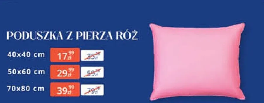 Poduszka z pierzą róż 40x40 cm Arhelan promocja w Arhelan