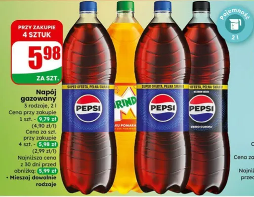 Napój gazowany Pepsi 2 l promocja w Dino