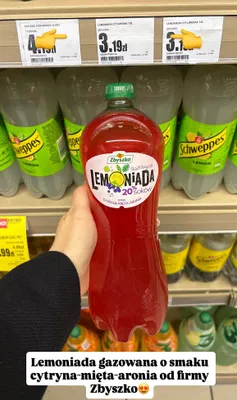 Lemoniada gazowana cytryna-mięta-aronia Zbyszko promocja w Intermarche