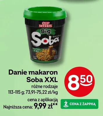 Danie makaron Soba XXL różne rodzaje promocja w Żabka